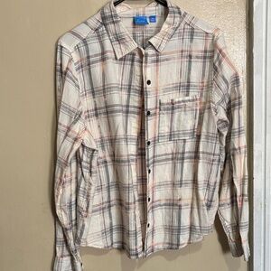 Croft & Barrow Cream and Black Plaid Shirt